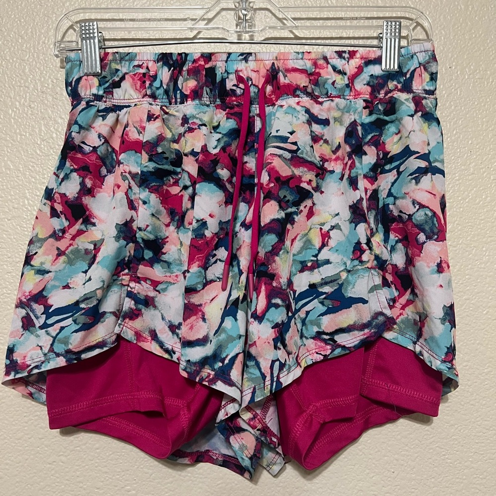 Avia Women's Pink and Multicolor Athletic Shorts